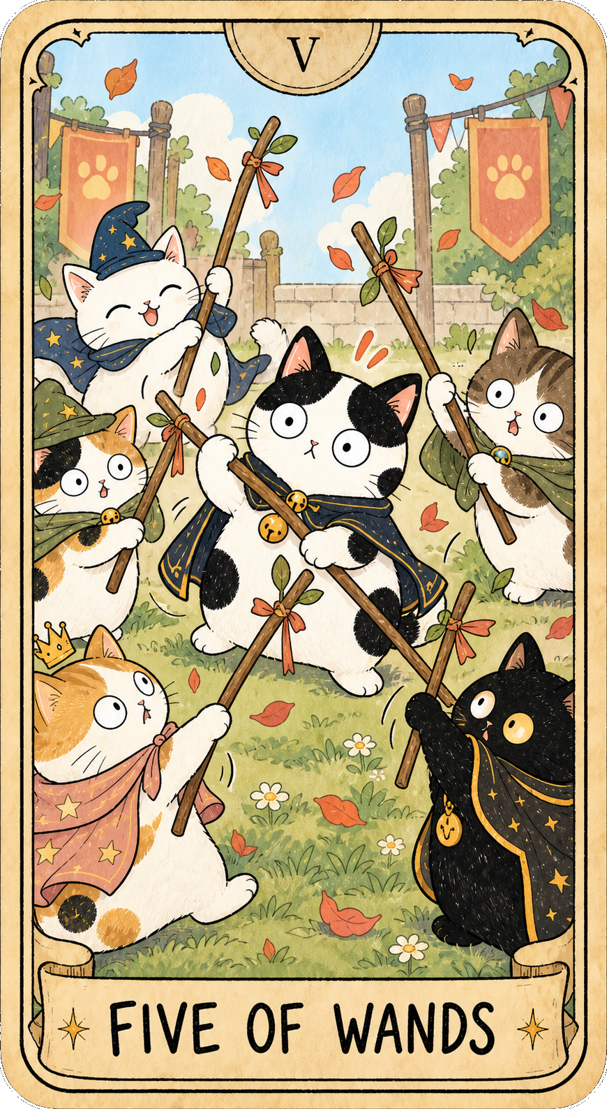 權杖五 Five of Wands