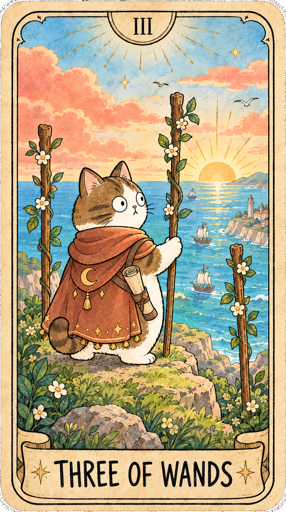 權杖三 Three of Wands